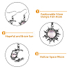 FIBLOOM 8 Sets 8 Colors Sun & Moon Glass Asymmetrical Earrings EJEW-FI0002-05-4