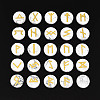 Brass Elder Futhark Alphabet Engraved Symbol Flat Round Natural Howlite Rune Stones G-I373-01F-1