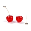 Lifelike Cherry Resin Dangle Stud Earrings EJEW-F274-01D-3