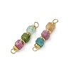 Natural Multicolor Tourmaline Faceted Cube Beaded Connector Charms PALLOY-JF05306-3