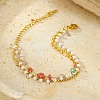 Gemstone Chip with Plastic Pearl Multi-strand Bracelets for Women BJEW-G739-01G-3