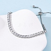 304 Stainless Steel with Clear Cubic Zirconia Link Chain Bracelets BJEW-G754-03P-02-3
