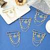 5Pcs Rhinestone Eye & Alloy Star Charms Safety Pin Brooch JEWB-CJ0003-44-5