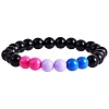 Acrylic Round Beaded Stretch Bracelet for Women BJEW-SW00066-03-1