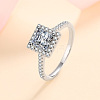 Square Rhodium Plated 925 Sterling Silver Pave 6.5x3.9mm Moissanite Finger Rings for Women WG02E28-03-3