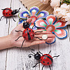 3D Iron Flower and Ladybug Big Pendants AJEW-CF0001-19-7