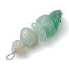 Gradient Color Natural Green Aventurine & Natural Prehnite & Natural Malachite Chip Beaded Pendants PALLOY-JF02791-05-5