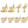 8Pcs 4 Styles Brass Pendants KK-BBC0023-95-7
