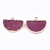 Electroplate Druzy Resin Semi Circle Pendants RESI-S366-04C-2