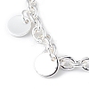 304 Stainless Steel Flat Round Charm Bracelets with Cable Chains for Women BJEW-G669-25S-3