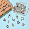 36Pcs 18 Styles Alloy Blue Enamel Connector Charms ENAM-FS0002-97-8
