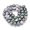 Electroplated Crackle Glass Beads Strands EGLA-N014-10mm-06-2