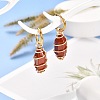 Copper Wire Wrapped Natural Red Jasper Dangle Earrings for Women EJEW-JE04628-04-2