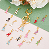 SUPERFINDINGS 8 Sets Awareness Ribbon Alloy Enamel Pendant Decorations HJEW-FH0001-42-4