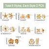   16Pcs 8 Style Brass Stud Earring Findings KK-PH0002-86-5