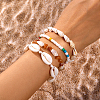 4Pcs 2 Colors Natural Shell & Synthetic Turquoise Braided Bead Bracelet for Women BJEW-PA0001-01-7