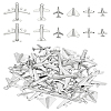 60Pcs 6 Styles Tibetan Style Zinc Alloy Passenger Airplane Pendants FIND-LP0001-94-1