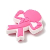 Breast Cancer Pink Awareness Ribbon Boxer Silicone Focal Beads SIL-M002-01A-2