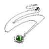 Glass Cat Eye Rhombus Pendant Necklaces NJEW-Z049-01P-3