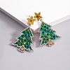 Christmas Trees with Star Alloy Dangle Stud Earrings for Women EJEW-Z078-02A-1