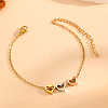 304 Stainless Steel Tri-Color Charm Bracelets for Women WG590E2-06-1