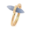 Double Pointed Hexagonal Prism Dyed & Heated Natural Blue Aventurine Adjustable Rings for Women RJEW-G327-01G-07-1