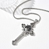 Religion 201 Stainless Steel Enamel Saint Benedict Crucifix Cross Pendant 304 Stainless Steel Box Chain Necklaces SA-CBA3211-03P-1