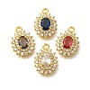 Brass Cubic Zirconia with Glass Pendants KK-M295-03G-1