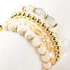 4Pcs 4 Style Gemstone & Brass Beaded Stretch Bracelets Set with Crystal Rhinestone for Women BJEW-JB07884-6