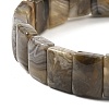 Natural Mexican Agate Rectangle Beaded Stretch Bracelets BJEW-D036-02-3