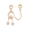 Rack Plating Moon & Star Brass Clear Cubic Zirconia European Safety Chains KK-F879-24G-1