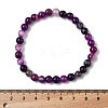 3Pcs 3 Style Natural Amethyst & Black Agate Round Beaded Stretch Bracelets Set PW23030762789-2
