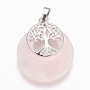 Natural Rose Quartz Pendants G-F573-C12-2