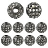 10Pcs Round Brass Micro Pave Cubic Zirconia Beads ZIRC-YW0001-26B-1