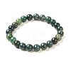 Natural Moss Agate Beaded Stretch Bracelets X-B072-5-6