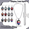 12Pcs 12 Colors Gothic Zinc Alloy & Glass Oval Pendant Black PU Leather Cord Necklaces NJEW-WR0001-08-2