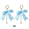 2Pcs Aluminum & Polyester Bowknot & Acrylic Pearl Shoes Charms HJEW-YW00535-04-1