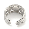 304 Stainless Steel Synthetic Turquoise Cuff Rings G-Z056-06P-04-3