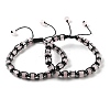 Adjustable Natural Rose Quartz and Non-magnetic Synthetic Hematite Braided Bead Bracelets BJEW-Z090-01B-4