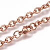 304 Stainless Steel Cable Chain Anklets AJEW-H100-01RG-2