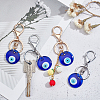 4Pcs 2 Colors Handmade Lampwork Evil Eye Keychain KEYC-NB0001-17-4
