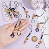 12Pcs 6 Colors Lamp Bulb with Cat Printed Alloy Mobile Straps HJEW-OC00003-3