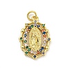 Virgin Mary Theme Rack Plating Brass Micro Pave Cubic Zirconia Pendants KK-G513-32G-1