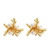 Flower Brass Stud Earring Findings KK-D102-05G-4