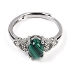 Oval Natural Natural Malachite Adjustable Rings RJEW-Q819-01P-08-3