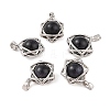 Synthetic Blue Goldstone Round Pendants G-M440-04H-P-1