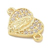 Rack Plating Brass Micro Pave Clear Cubic Zirconia Religion Heart Virgin Mary Connector Charms KK-L224-099G-05-2