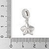 Brass Micro Pave Clear Cubic Zirconia Flower European Dangle Charms KK-C086-03P-01-3