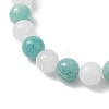 Natural Amazonite & White Jade Beaded Stretch Bracelets for Women BJEW-JB13369-3