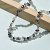 Natural Tourmalinated Quartz Chip Beaded Necklaces for Men Women NJEW-G159-01R-1